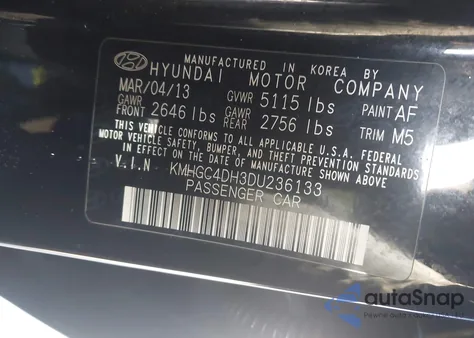 2013 Hyundai Genesis 5.0 R-Spec z USA, uszkodzony, nr VIN KMHGC4DH3DU236133